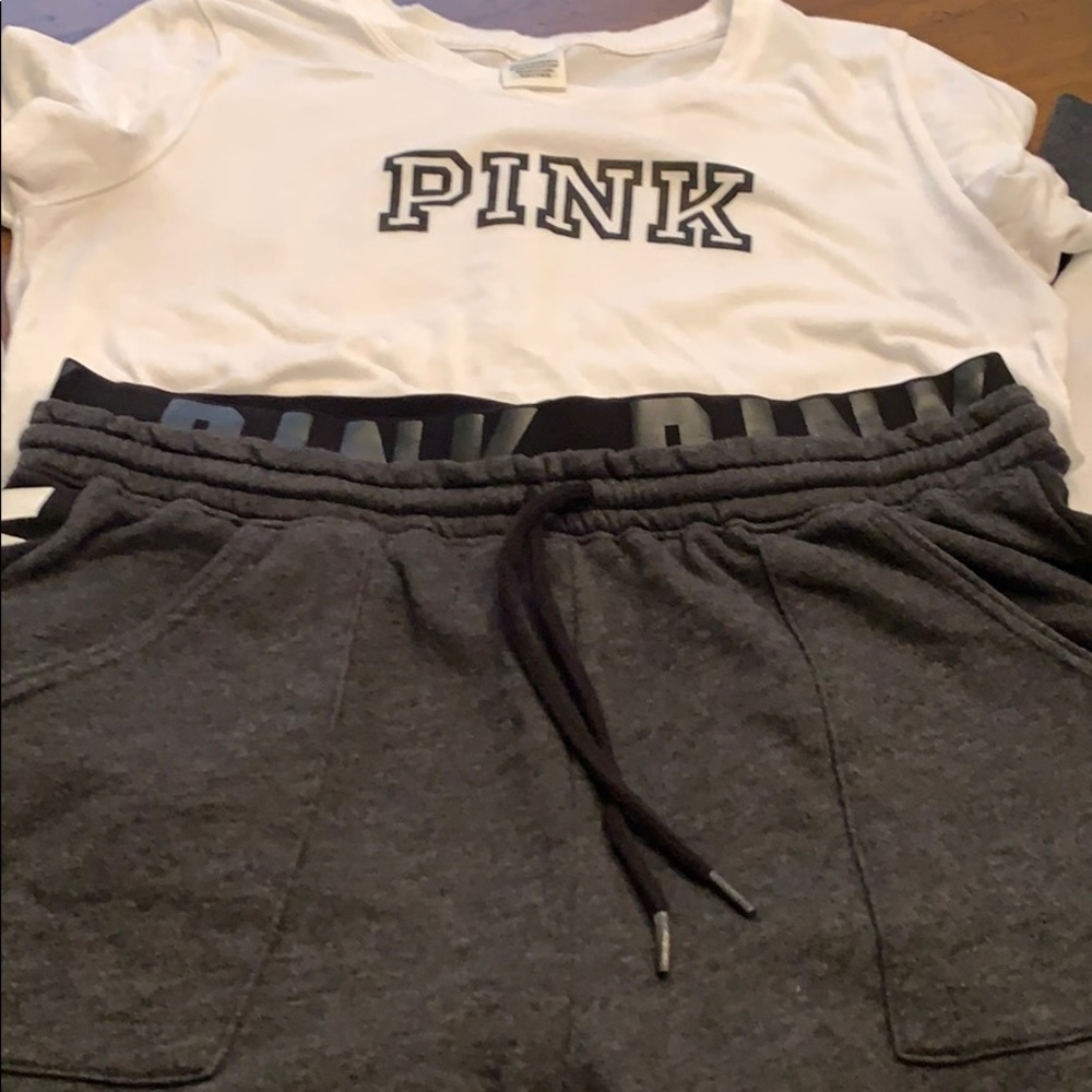 Pink t shirt and joggers